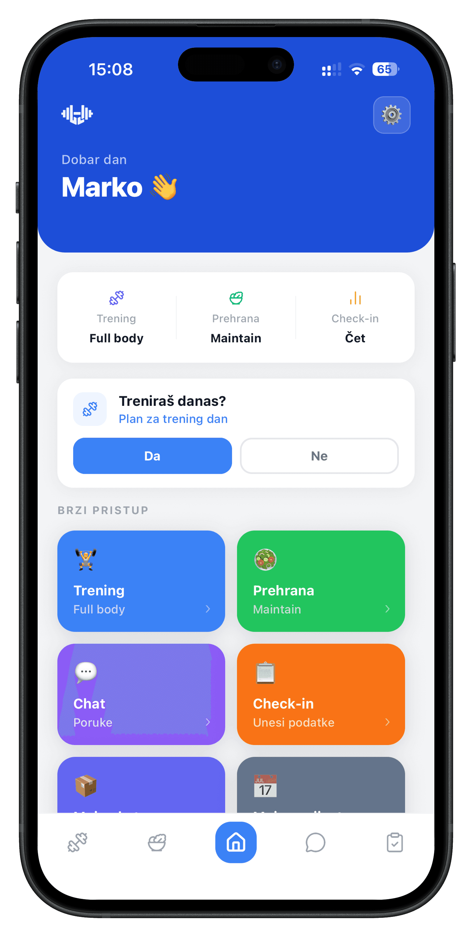 UnitLift personal trainer app - training and meal plan for online coaching clients